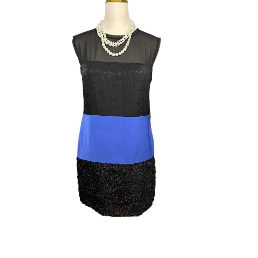 Rachel Roy color block Dress,‎ Black & Blue, Size S